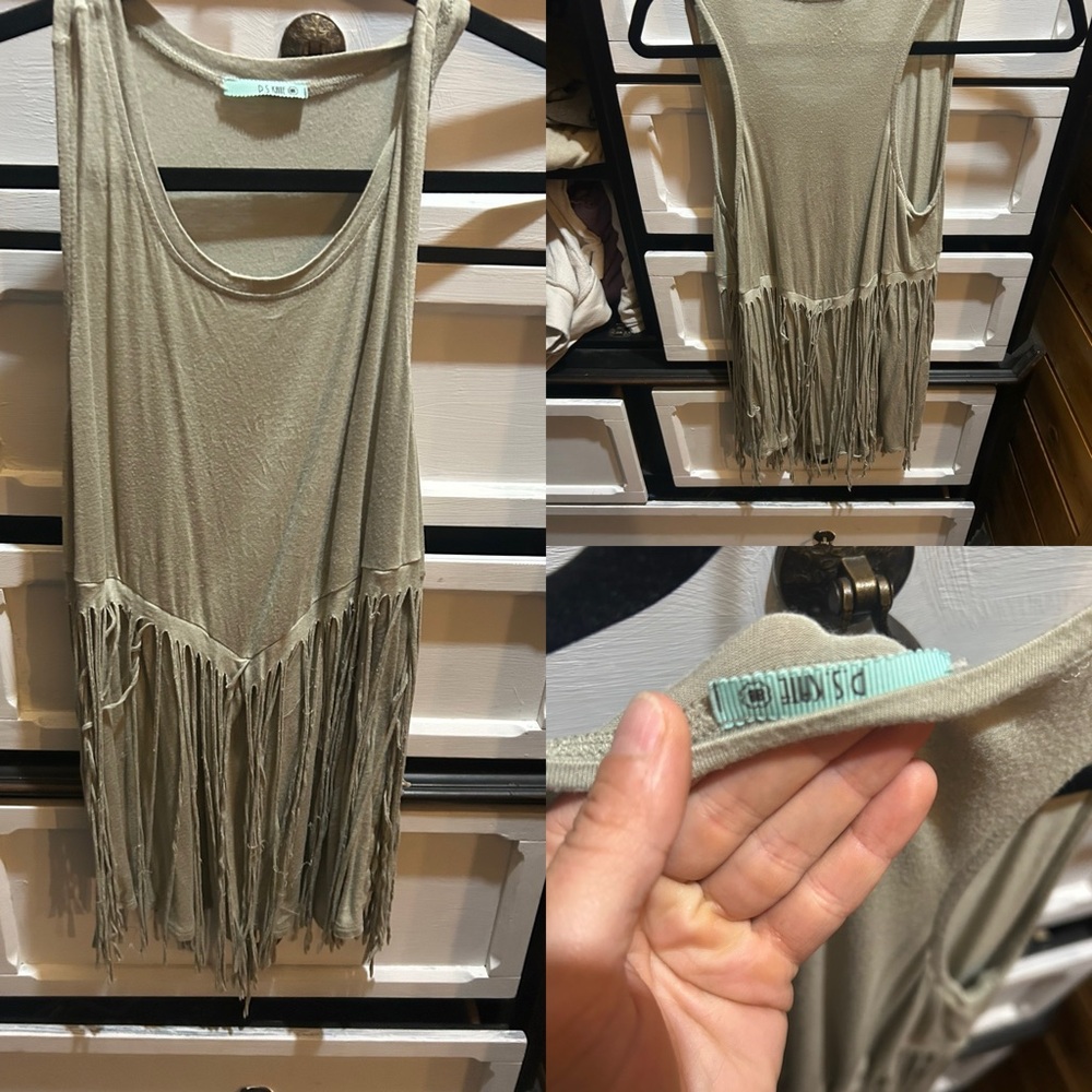 Boho Green Fringe Tank Top